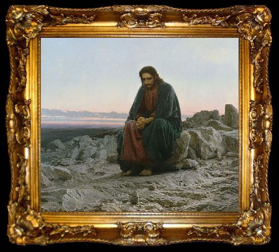 framed  Ivan Kramskoi Christ in the desert,, ta009-2